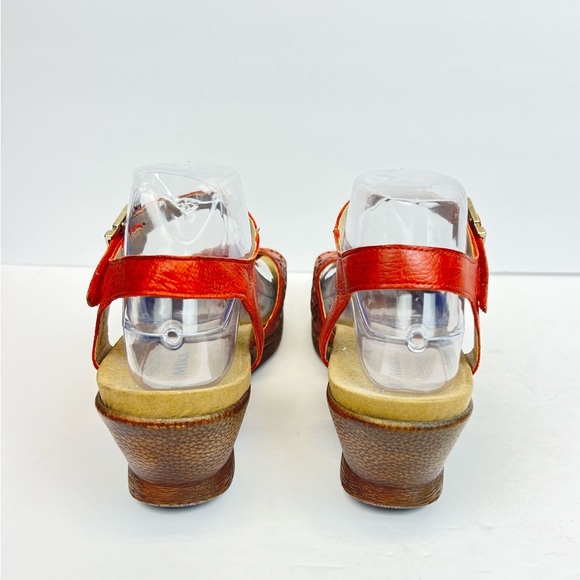 Romika Nevis 05 Red Leather Wedge Sandals Adjustable Straps & Cutout Size 8.5 - Picture 7 of 9